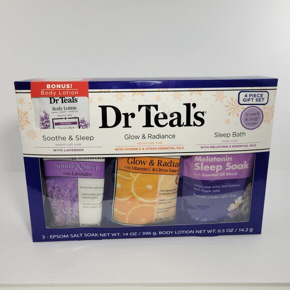 New Dr. Teals Glow & Radiance Epson Salt Sleep Bath Set - Picture 1 of 2